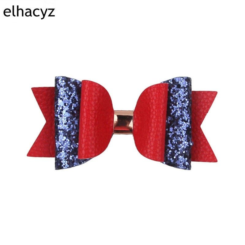 Korean Multi-Layer Leather Bow Hair Clip - Candy Color Cartoon Children's Accessory