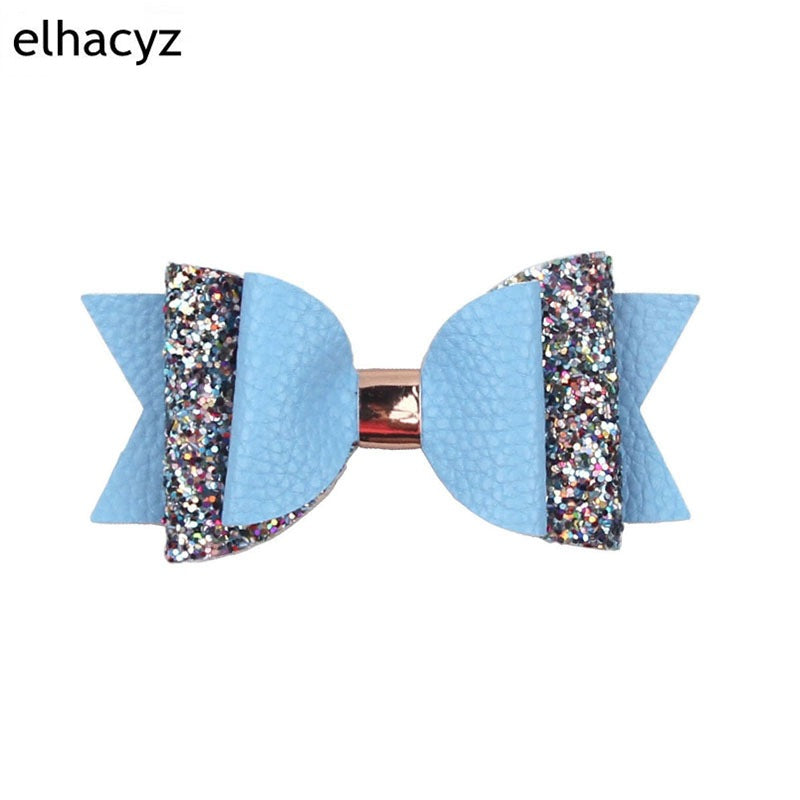 Korean Multi-Layer Leather Bow Hair Clip - Candy Color Cartoon Children's Accessory