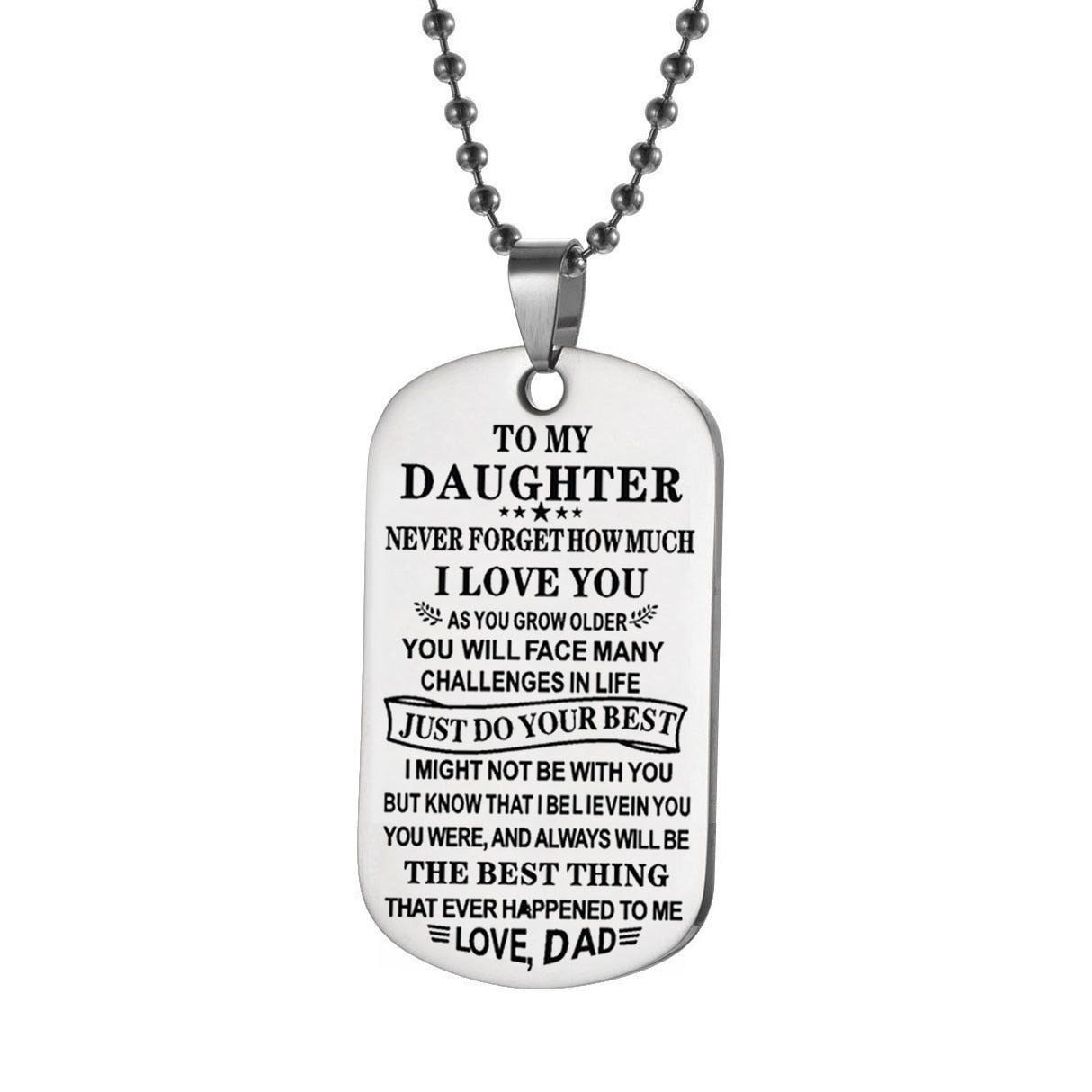 Fashion Stainless Steel Letter Pendant Necklace for Son - Personalized Dog Tag Gift