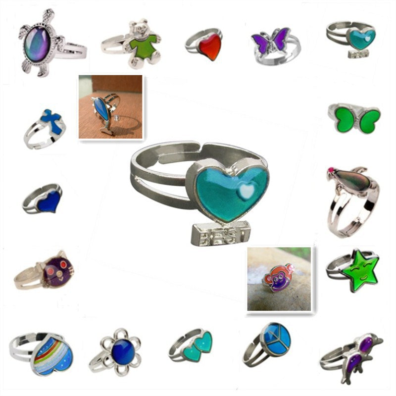 Exaggerated Four Leaf Clover Butterfly Zircon Adjustable Mood Ring