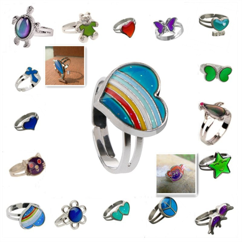 Exaggerated Four Leaf Clover Butterfly Zircon Adjustable Mood Ring