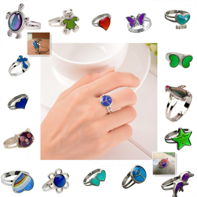 Exaggerated Four Leaf Clover Butterfly Zircon Adjustable Mood Ring