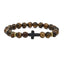 Alloy Cross Bracelet with Turquoise Tiger's Eye and Volcanic Stone Beads