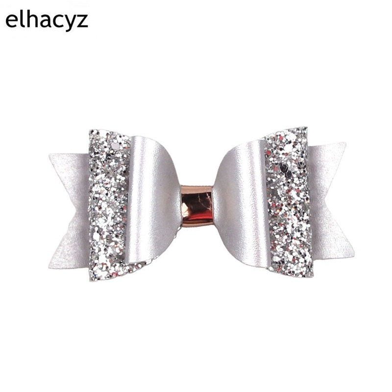 Korean Multi-Layer Leather Bow Hair Clip - Candy Color Cartoon Children's Accessory