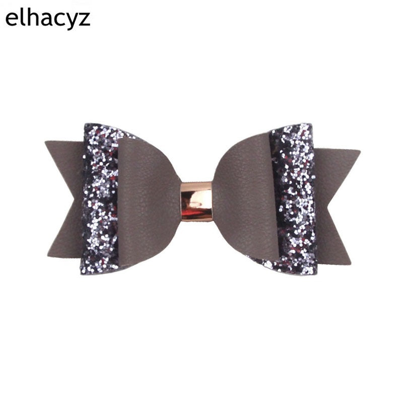 Korean Multi-Layer Leather Bow Hair Clip - Candy Color Cartoon Children's Accessory