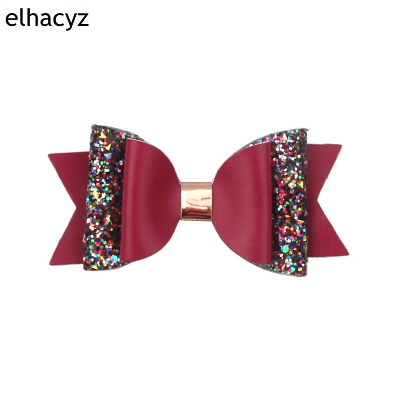 Korean Multi-Layer Leather Bow Hair Clip - Candy Color Cartoon Children's Accessory