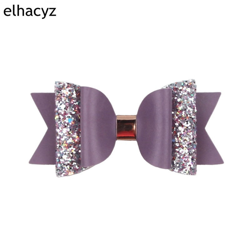 Korean Multi-Layer Leather Bow Hair Clip - Candy Color Cartoon Children's Accessory