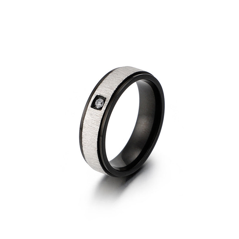 Simple Geometric Black Matte Titanium Steel Couple Ring