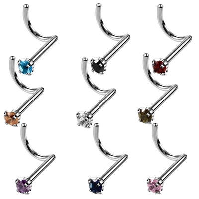 Fashion Stainless Steel Zircon Inlay Nose Stud