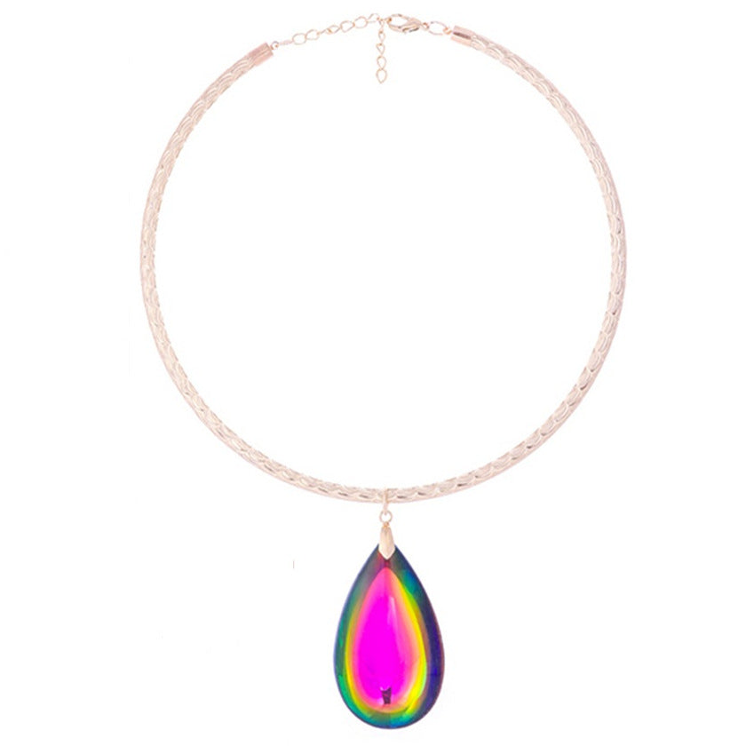 IG Style Ethnic Water Droplet Glass Pendant Necklace