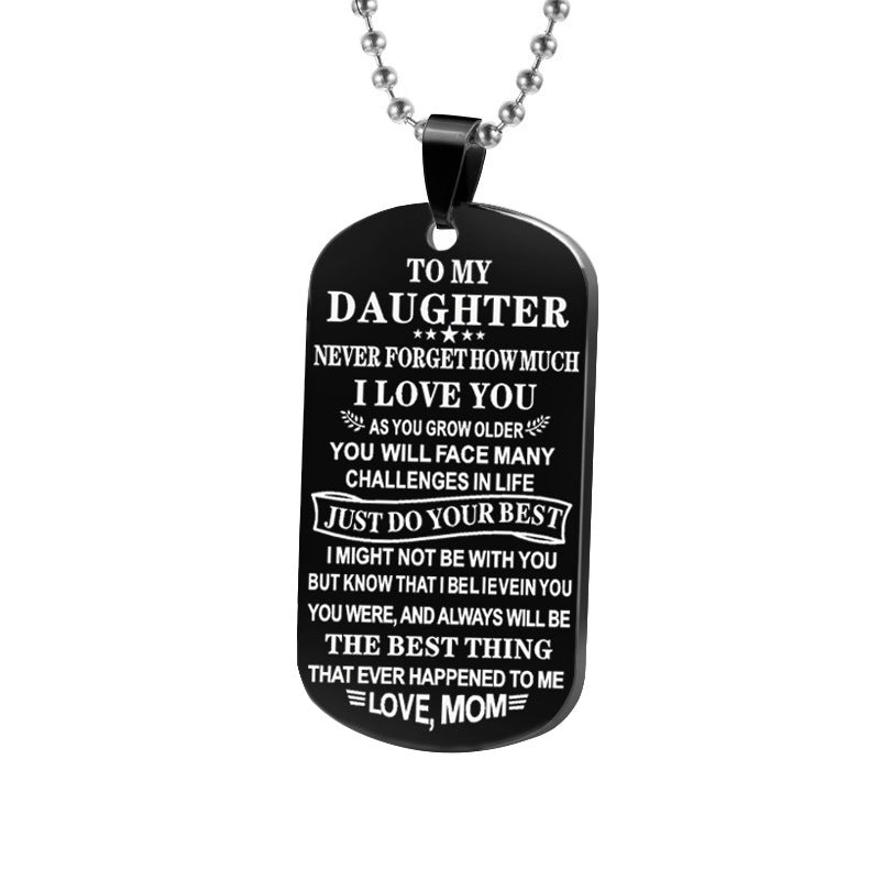 Fashion Stainless Steel Letter Pendant Necklace for Son - Personalized Dog Tag Gift