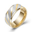 Fashion Minimalist Inner Arc Double Bevel Twill Matte Couple Ring for Women