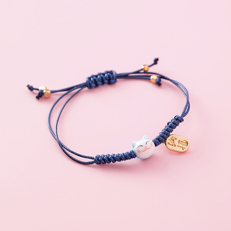 Alloy Korea Animal Bracelet  (Weaving Trumpet Cat Pink)  Fashion Jewelry NHMS2237-Weaving-trumpet-cat-pink