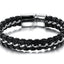 Hip-Hop Geometric Stainless Steel and Braided Leather Men's Bracelet