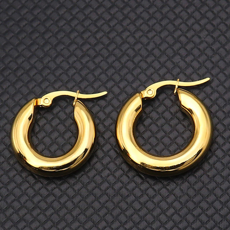 Geometric Stainless Steel Gold Plated Hoop Earrings