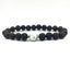 Fashion Round Crystal & Volcanic Rock Beaded Unisex Bracelet Set