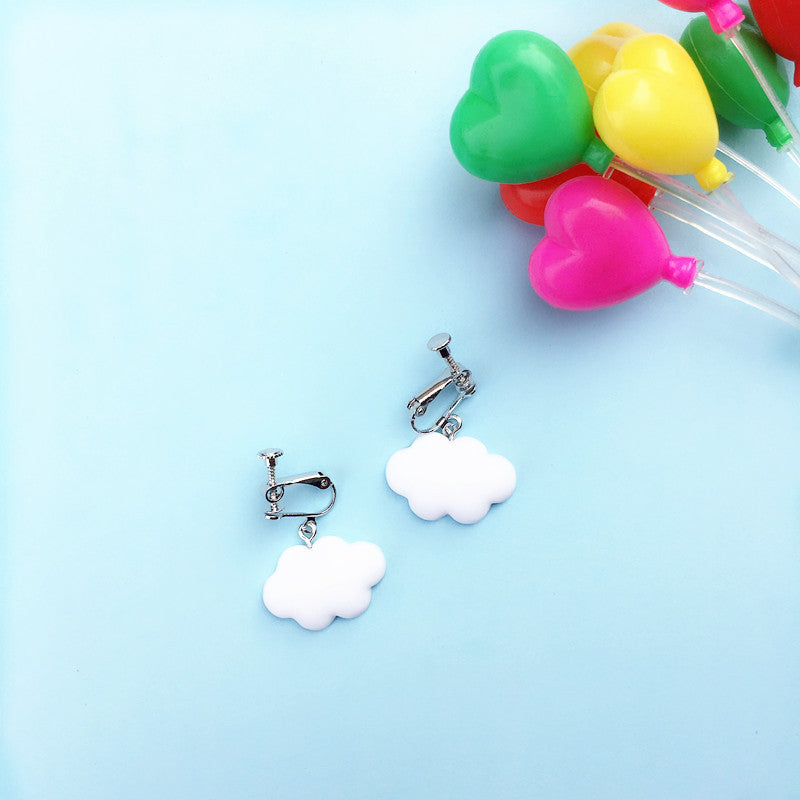 Cute Solid Color Cloud Earrings Simple Resin Drop Earrings