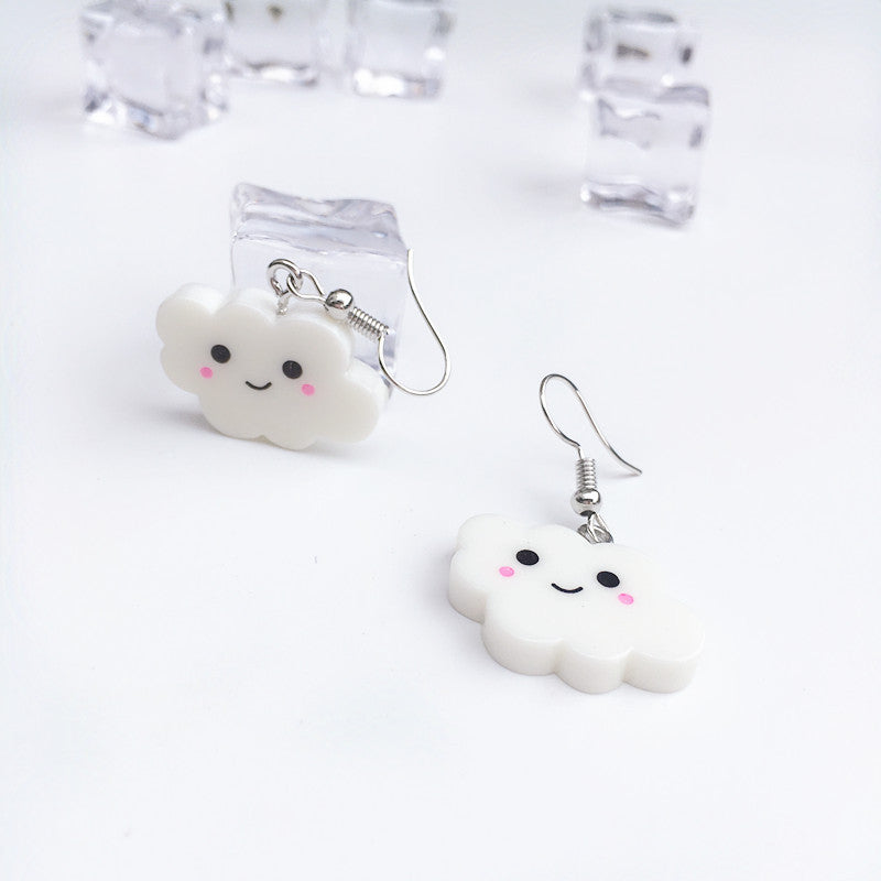 Cute Solid Color Cloud Earrings Simple Resin Drop Earrings