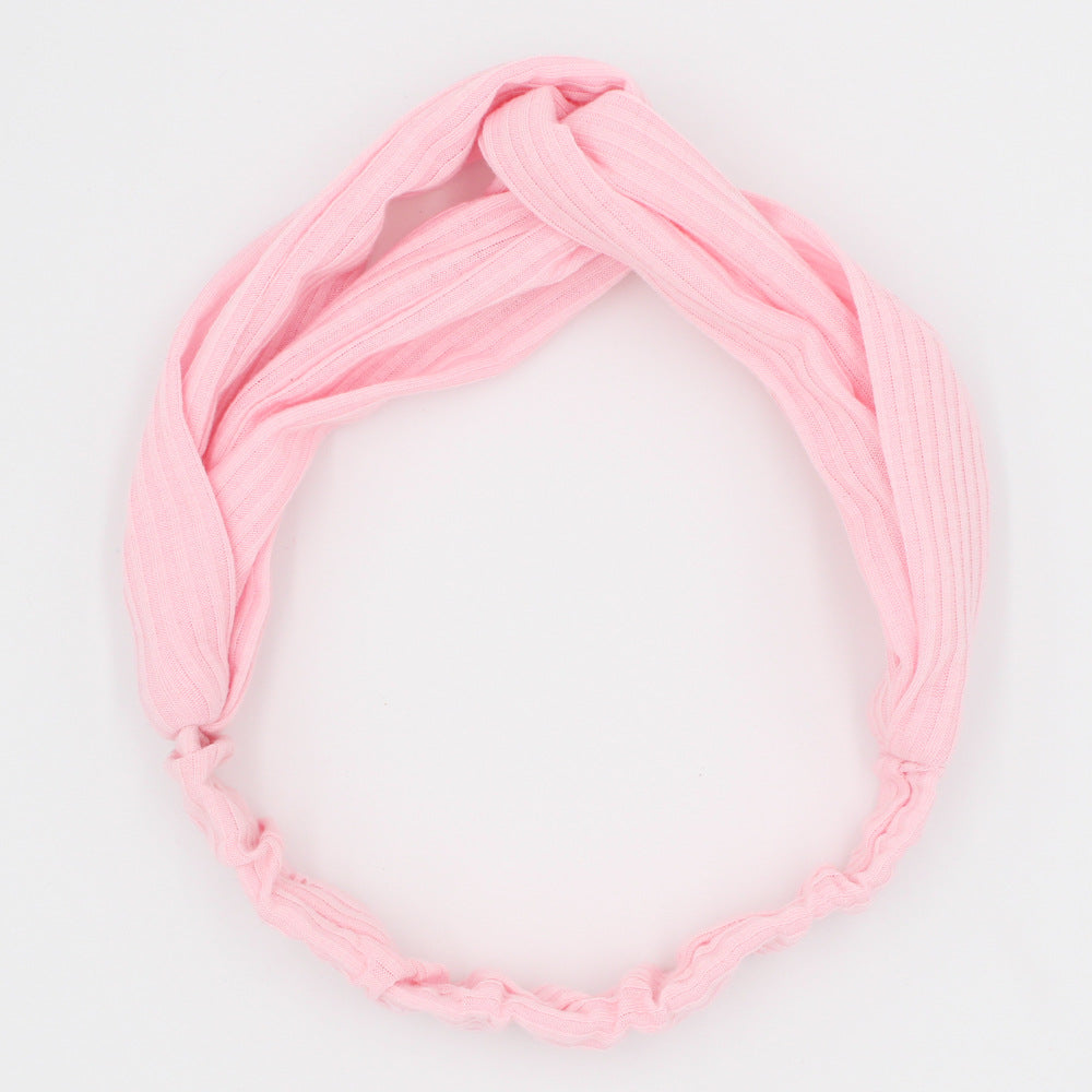 Knitted Elastic Cross Hairband Solid Color Striped Headband for Women