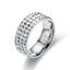 Simple Geometric Stainless Steel Zircon Inlay Couple Ring