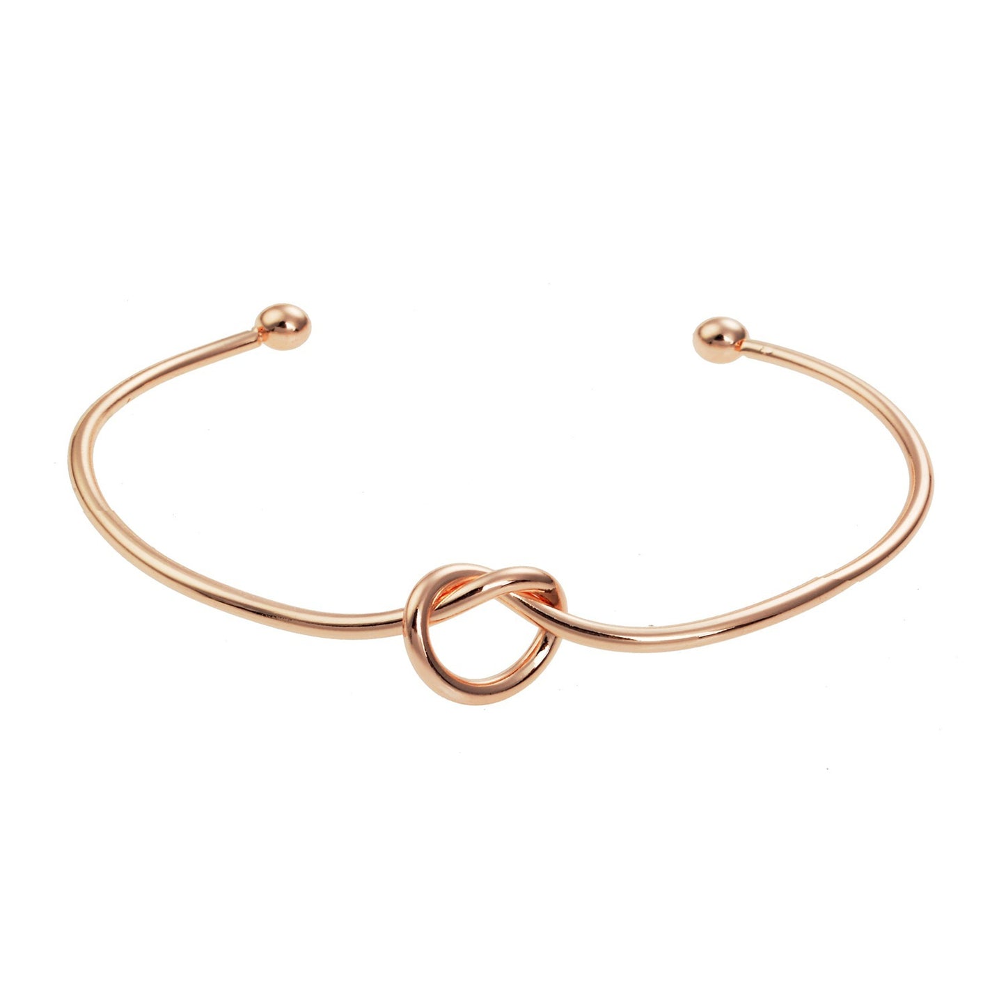 Geometric Metal Plated Rose Gold Open Bangle Bracelet for Women