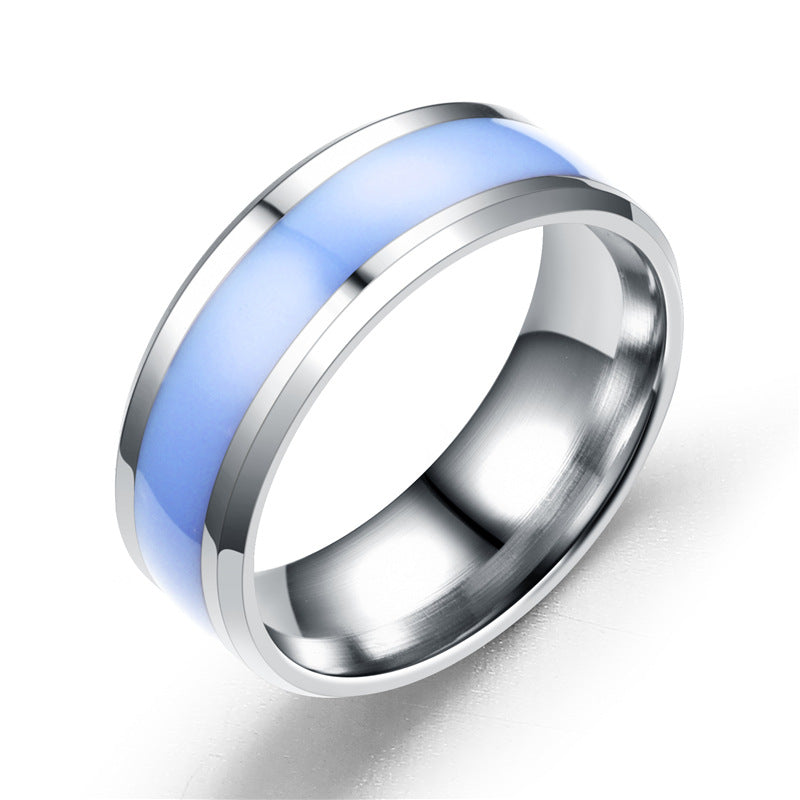 Fashion Glaze Color-Changing Stainless Steel Ring for Women