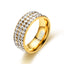 Simple Geometric Stainless Steel Zircon Inlay Couple Ring