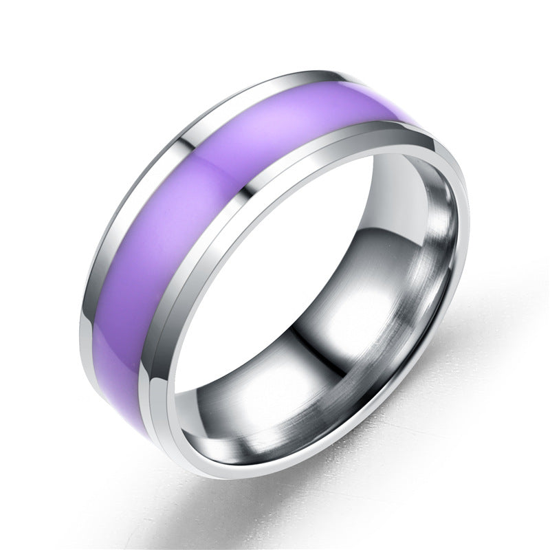 Fashion Glaze Color-Changing Stainless Steel Ring for Women