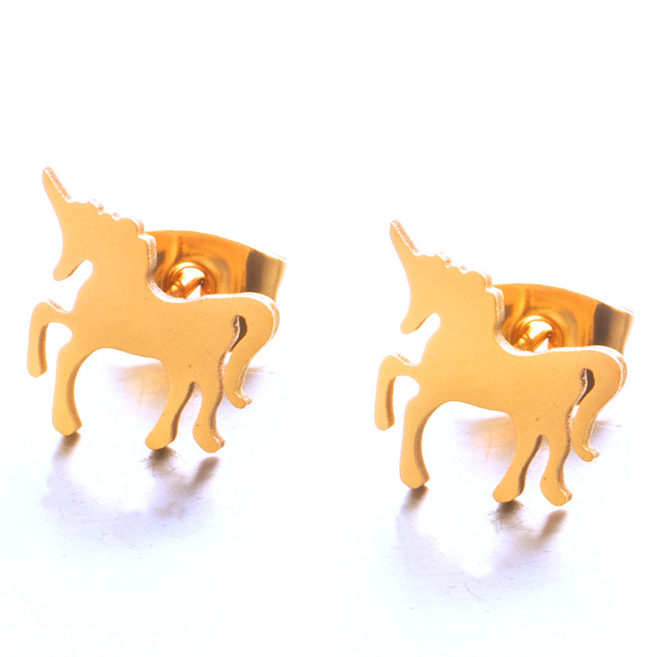 Simple Unicorn Alloy Stud Earrings - Trendy Minimalist Jewelry