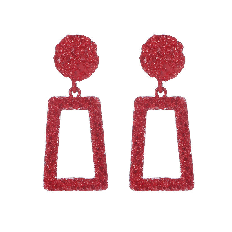 Scrub Small Square Embossed Retro Earrings NHDP151408