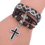 Vintage Geometric PU Leather Beaded Cross Cowhide Bracelet