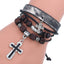 Vintage Geometric PU Leather Beaded Cross Cowhide Bracelet