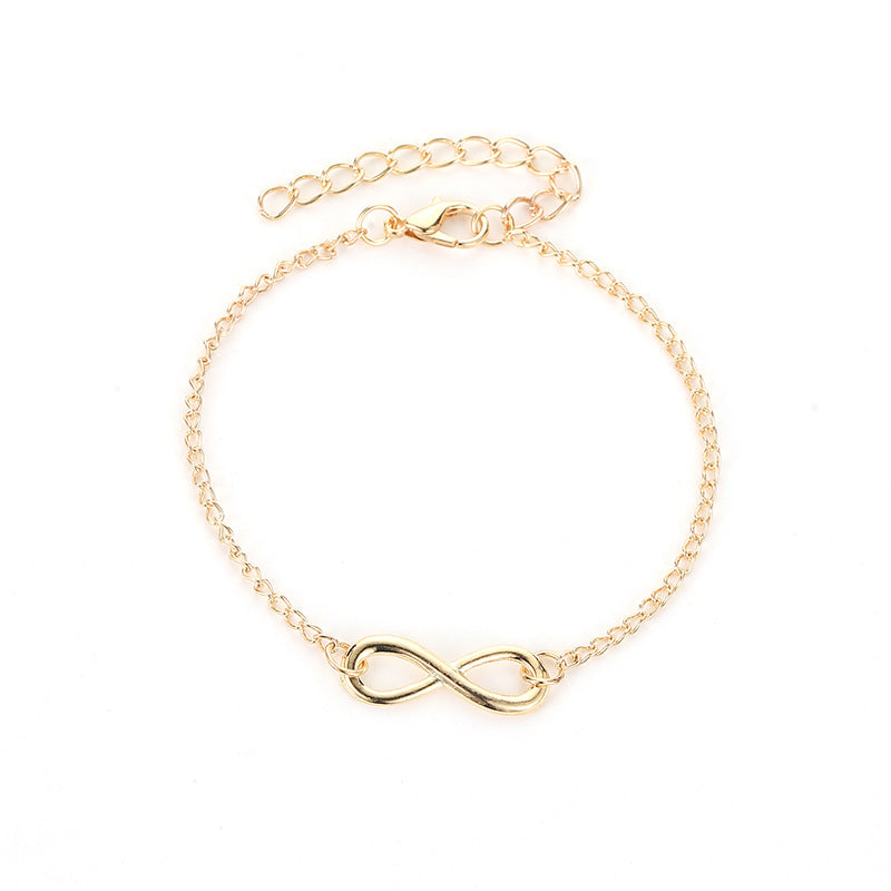 European American Minimalist Number 8 Charm Bracelet