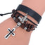 Vintage Geometric PU Leather Beaded Cross Cowhide Bracelet