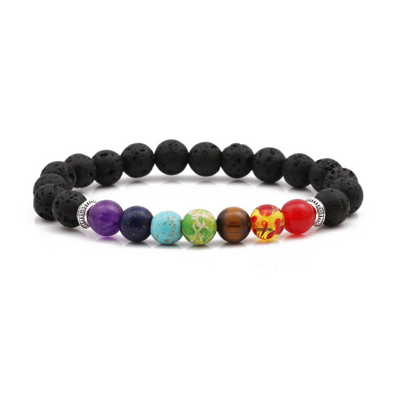 Fashion Beaded Multicolor Lava Stone Energy Bracelet for Men