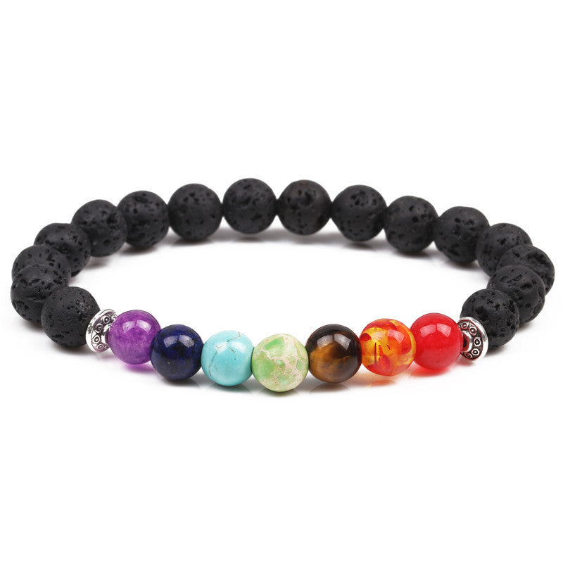 Fashion Beaded Multicolor Lava Stone Energy Bracelet for Men