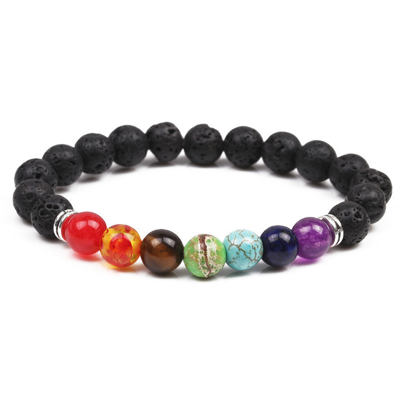 Fashion Beaded Multicolor Lava Stone Energy Bracelet for Men