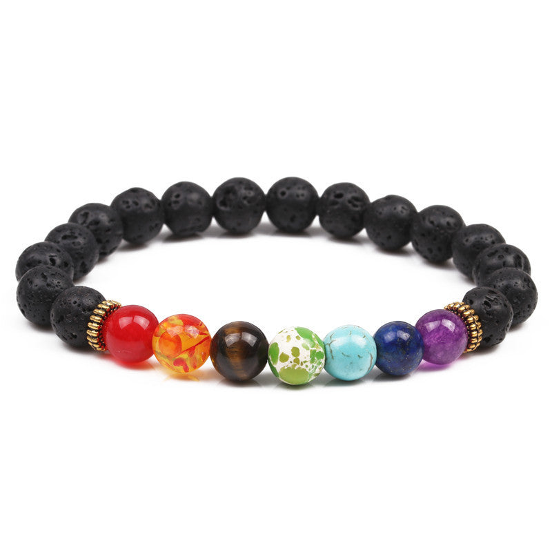 Fashion Beaded Multicolor Lava Stone Energy Bracelet for Men