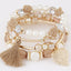 Elegant Multi-Layered Crystal Bead & Pearl Flower Bracelet for Women