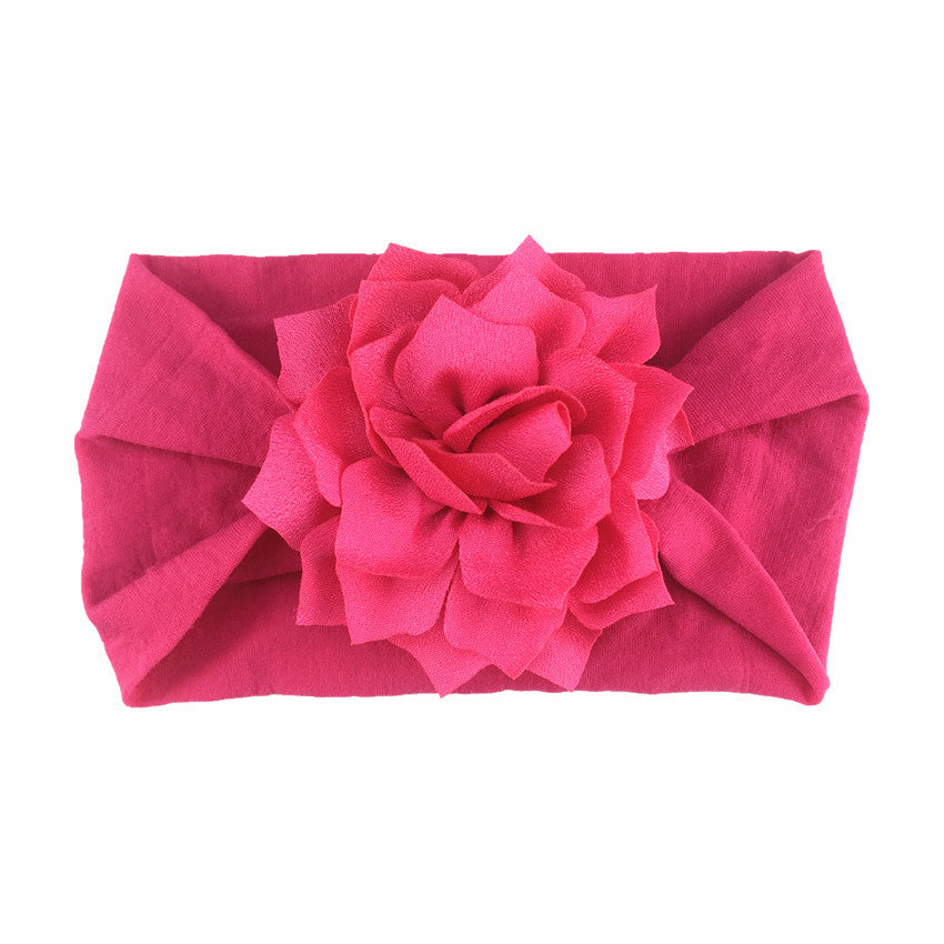 Floral Nylon Baby Headband with Ruffle Flower Design