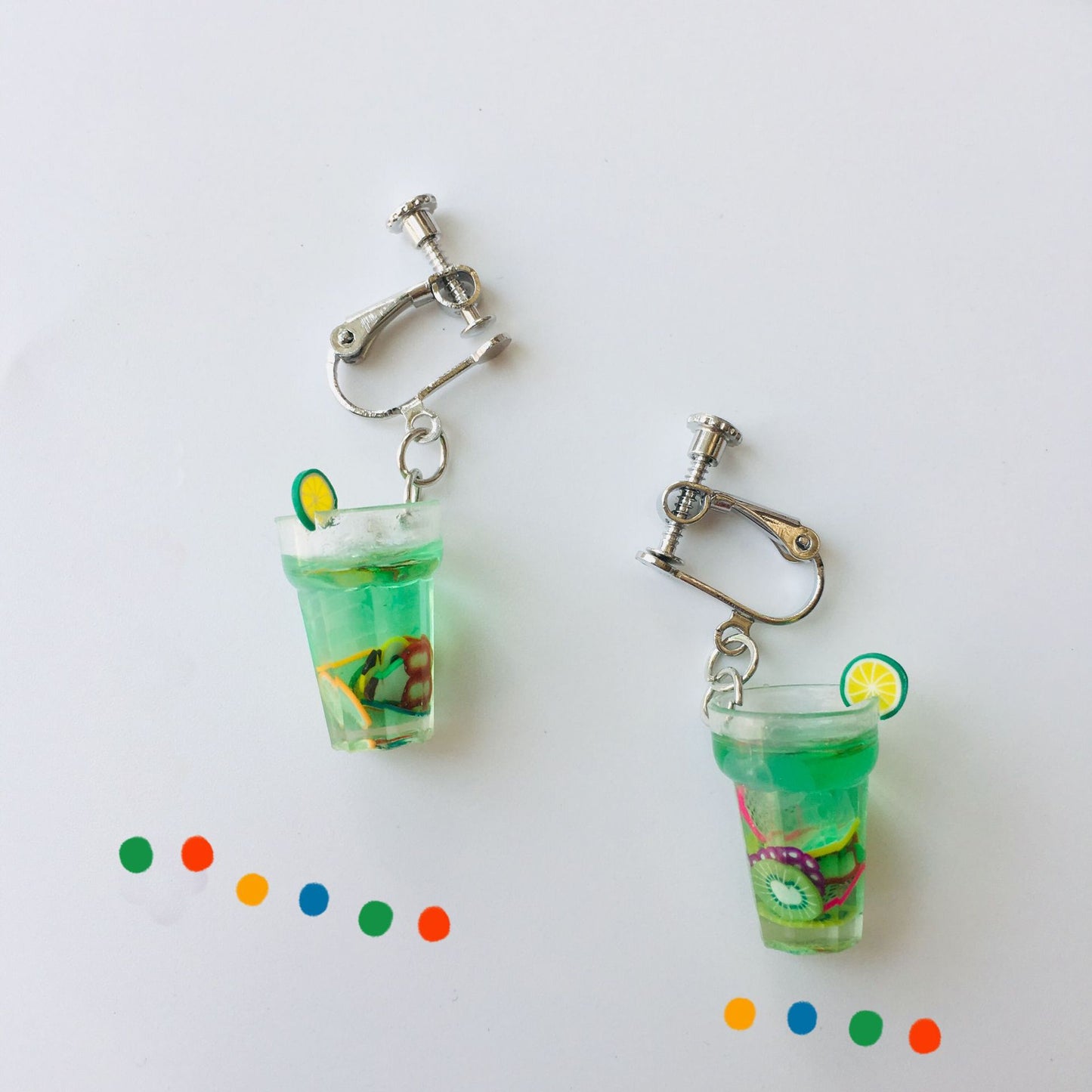 1 Pair Vacation Cup Resin Women's Drop Earrings - Creative Fruit Lemon Tea Design