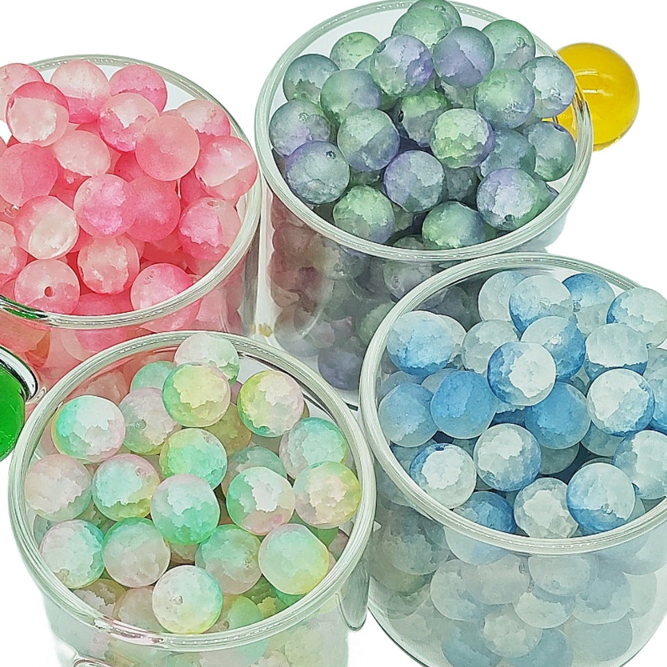 10mm Frosted Jade Glass Beads for DIY Jewelry Making and Decorative Accessories