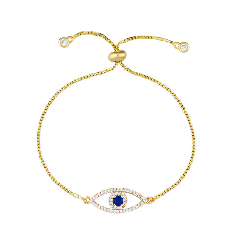 Evil Eye Zirconia Adjustable Bracelet with Full Diamond Design