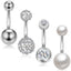 Stainless Steel Pearl Navel Ring Body Piercing Jewelry Set