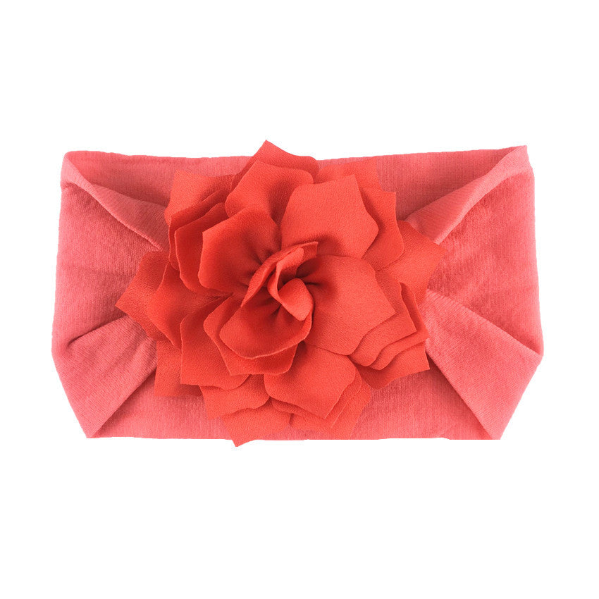 Floral Nylon Baby Headband with Ruffle Flower Design