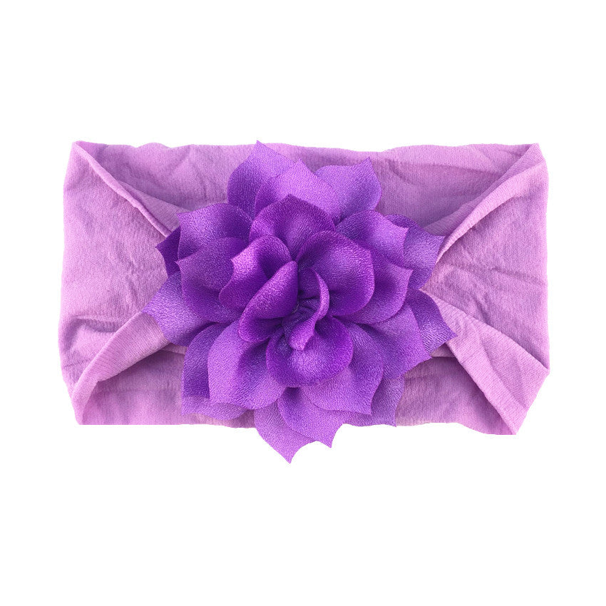 Floral Nylon Baby Headband with Ruffle Flower Design