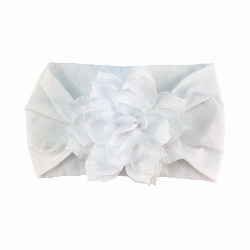 Floral Nylon Baby Headband with Ruffle Flower Design