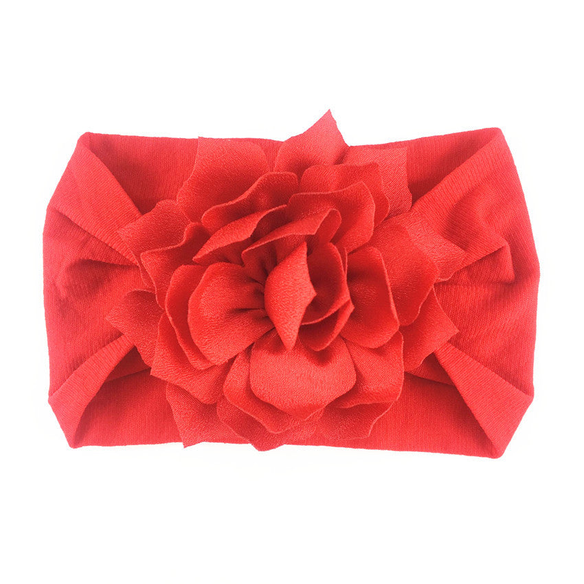 Floral Nylon Baby Headband with Ruffle Flower Design