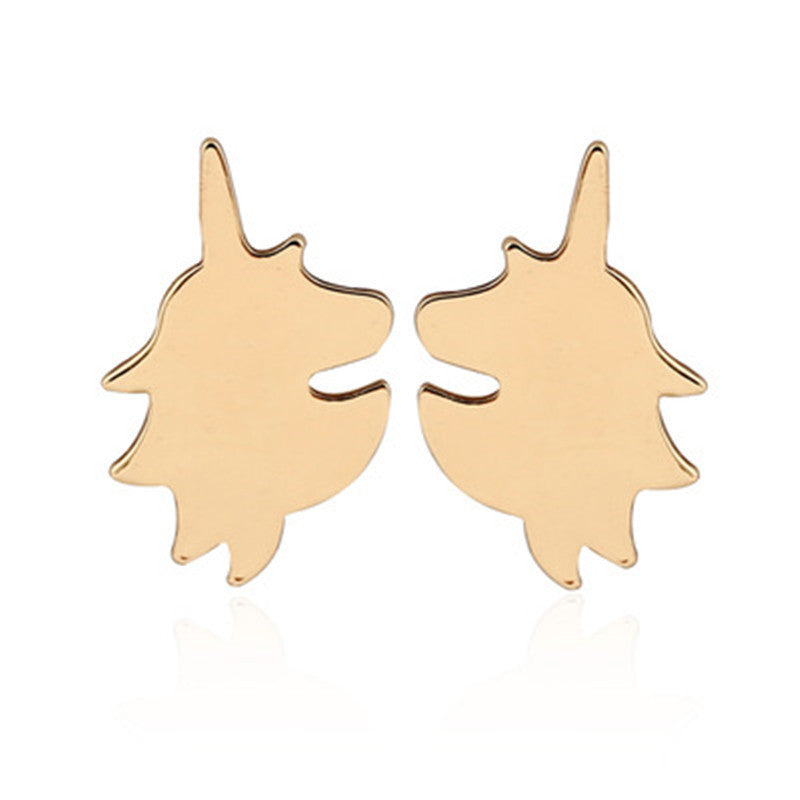 Simple Cartoon Unicorn Horse Head Earrings - Eco-Friendly Alloy Plating Studs