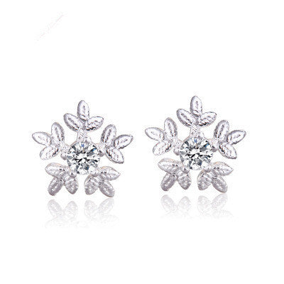 Fashion Diamond S925 Silver Snowflake Stud Earrings NHCU149840